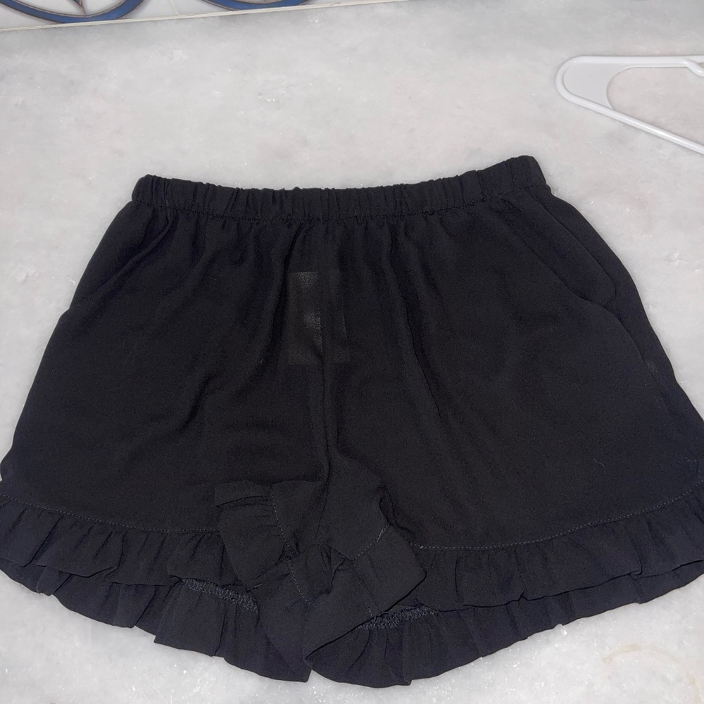 Tyche Black High Waist Ruffle Shorts